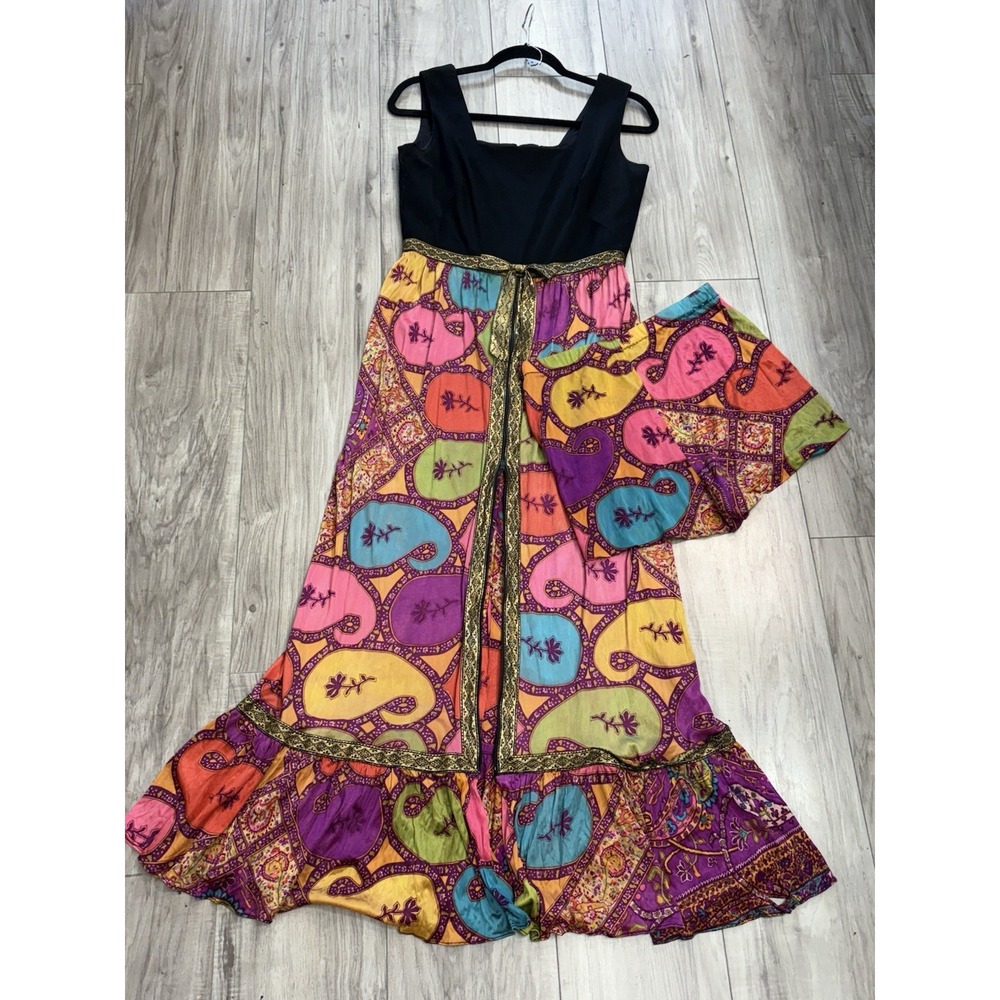2pc Vintage 60s 70s H/B Jrs California Maxi Dress Psychedelic Mod Hippie Boho